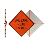 Roll Up Sign & Stand - 48 Inch Reflective One Lane Road 1/2 Mile Roll Up Traffic Sign